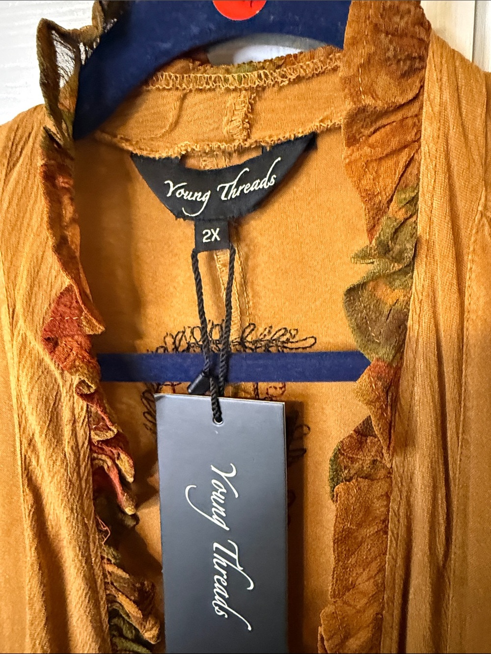 Young Threads Mustard Patchwork Boho Duster/ Kimono - Picture 3 of 6